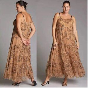 Anthropologie Maeve Sequined Tulle Midi Dress  new with tag